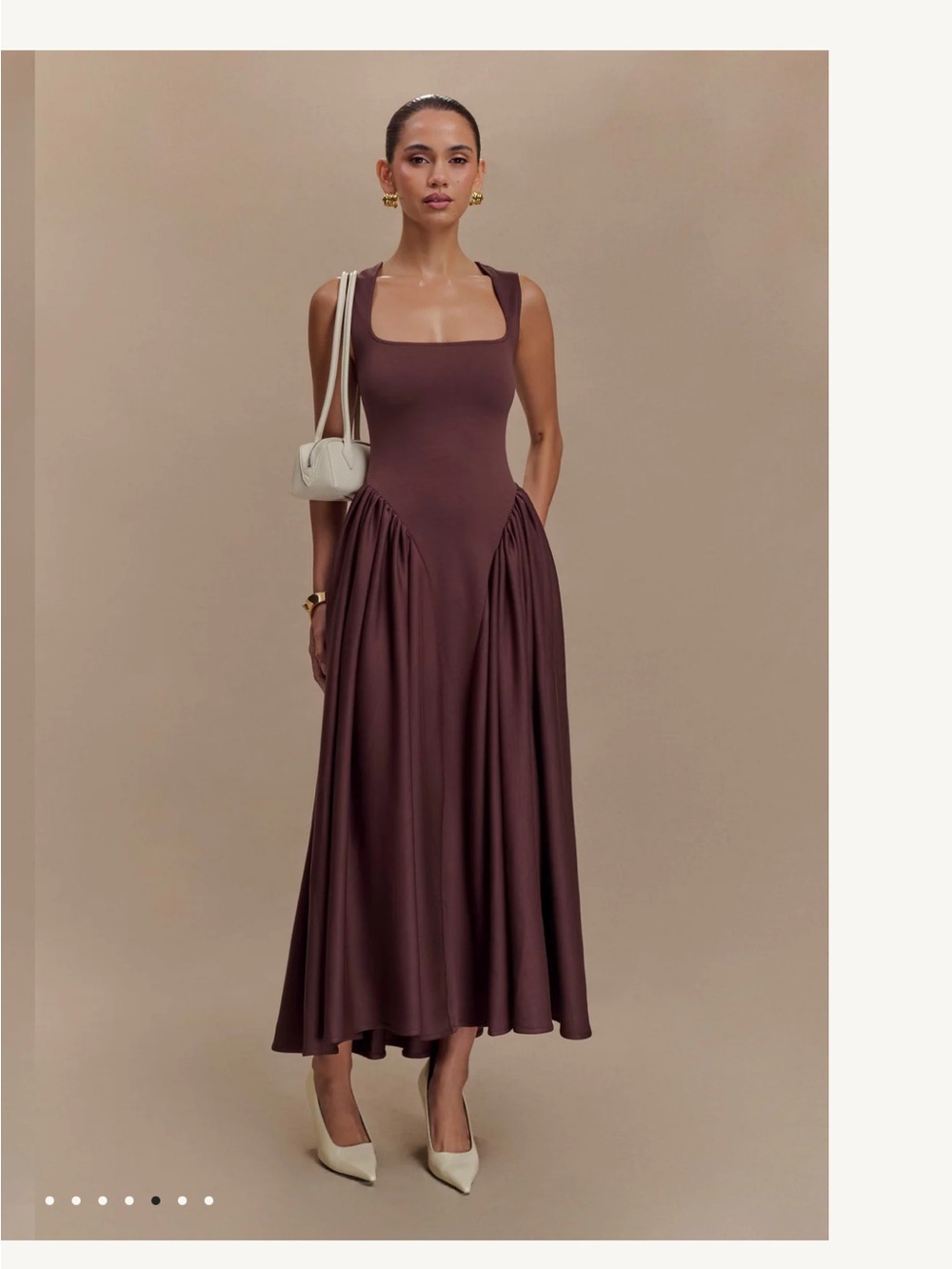 NWT Meshki Sharon Cocoa Brown square Neck Dress XXS-XS